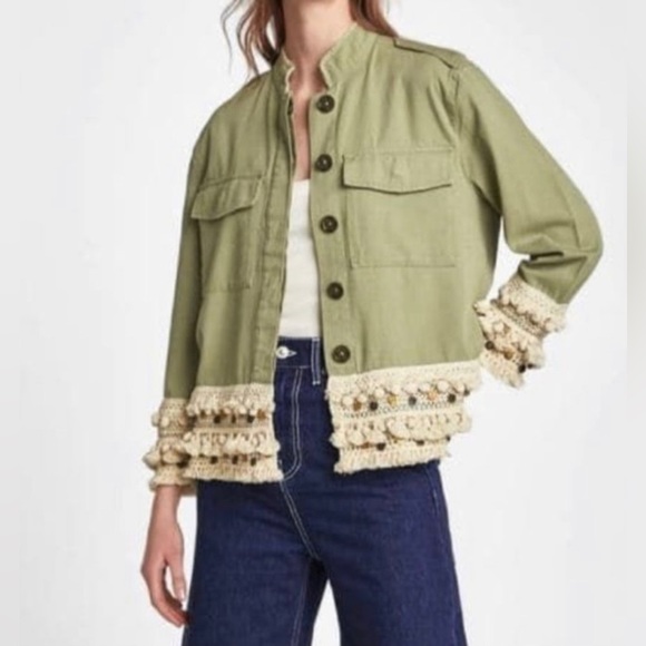 ZARA FRINGE TASSEL NICKLE JACKET SMALL - Picture 1 of 9